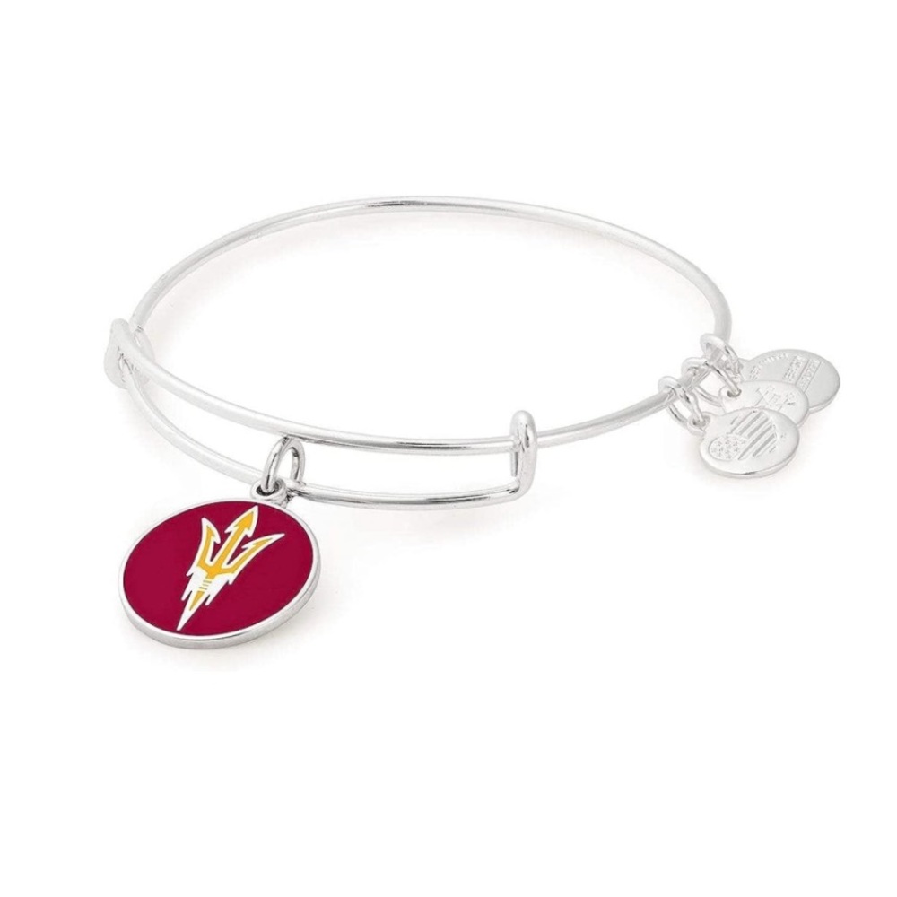 ASU Alex and Ani Expandable Bangle Bracelet Collegiate Charms Shiny NWT Silver